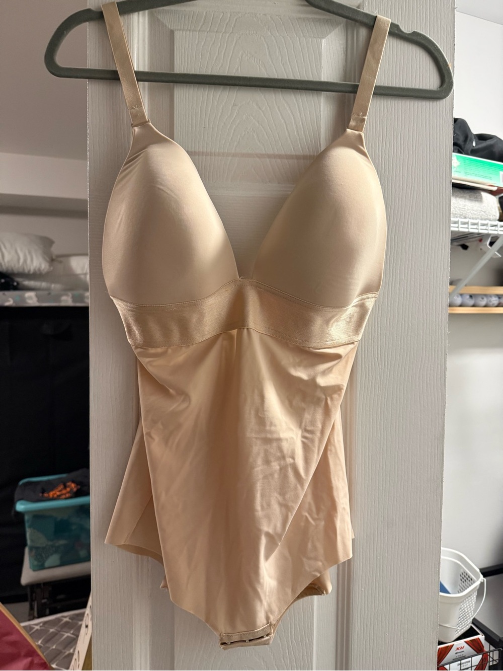 Maidenform Light Beige Shaping Bodysuit with Built-In Bra